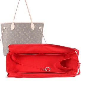 Customizable Neverfull MM Bottom Length 12.6''/32 cm Fabric Lined Felt Bag Insert Organizer In 7/18 cm Height, Bag Liner, Red image 1