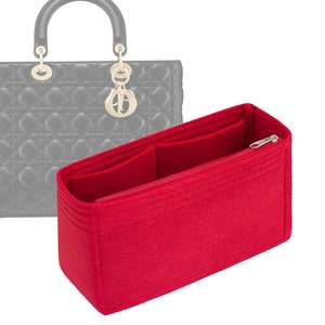 Organizador y forro para bolso personalizable de fieltro &quot;Lady Dio Medium&quot; de 12,5 cm (5 pulgadas) de alto, color rojo