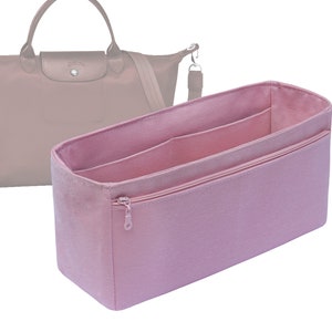 Customizable &quot;Le Pliage Neo Short Handle Large Bag&quot; Fabric Lined Felt Bag Insert Organizer And Bag Liner In 6&quot;/15 cm Height, Pink Color