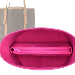 Customizable &quot;Bucket GM Bag&quot; Fabric Lined Felt Bag Insert Organizer And Bag Liner In 32cm/12.6inches Height, Fuchsia Color