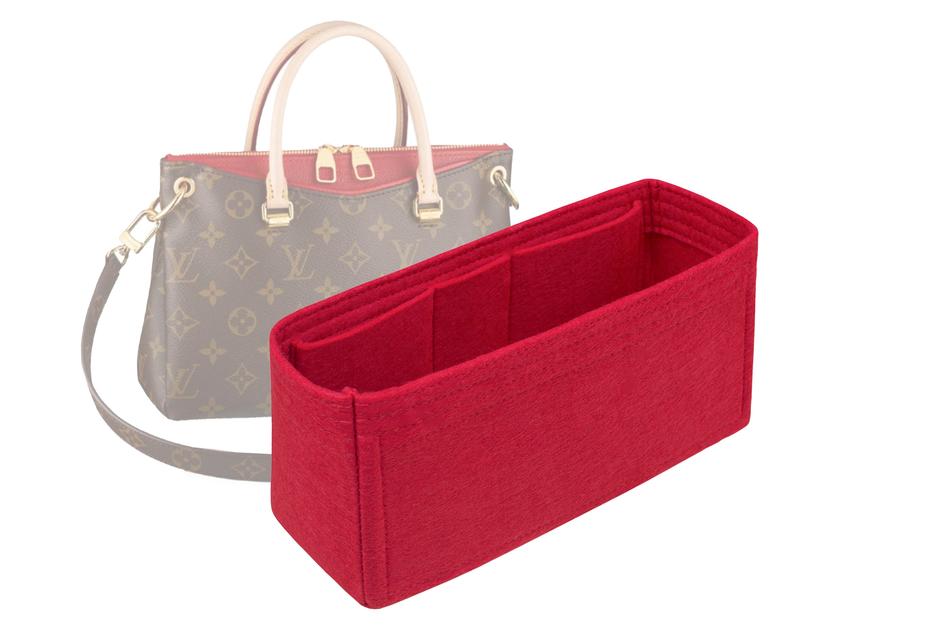 for Neverfull MM-Bottom 32 cm/12.5 Inches Customizable Fabric Lined Felt Organizer in 18cm/7inches Height, Bag Liner, Red
