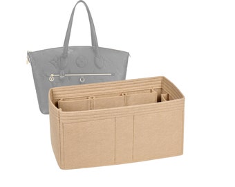 Customizable "Travel Flap Bag - Bottom Length 22.8''/58 cm" Felt Bag Insert Organizer In 7.8"/20 cm Height, Bag Liner, Beige