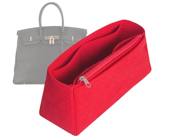 Customizable "Birkin 40 Bag" Felt Bag Insert Organizer And Bag Liner In 18cm/7inches Height, Red Color