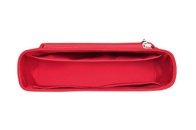 Customizable Lou Camera Bag Bottom Length 9''/23 cm Fabric Lined Felt Bag Insert Organizer In 4.5/11.5 cm Height, Bag Liner, Red image 4