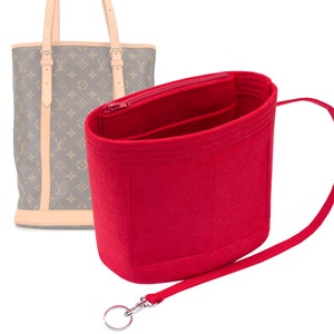 Customizable &quot;Bucket GM Bag&quot; Felt Bag Insert Organizer And Bag Liner In 32cm/12.5inches Height, Red Color