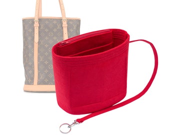 Customizable "Bucket GM Bag" Felt Bag Insert Organizer And Bag Liner In 32cm/12.5inches Height, Red Color