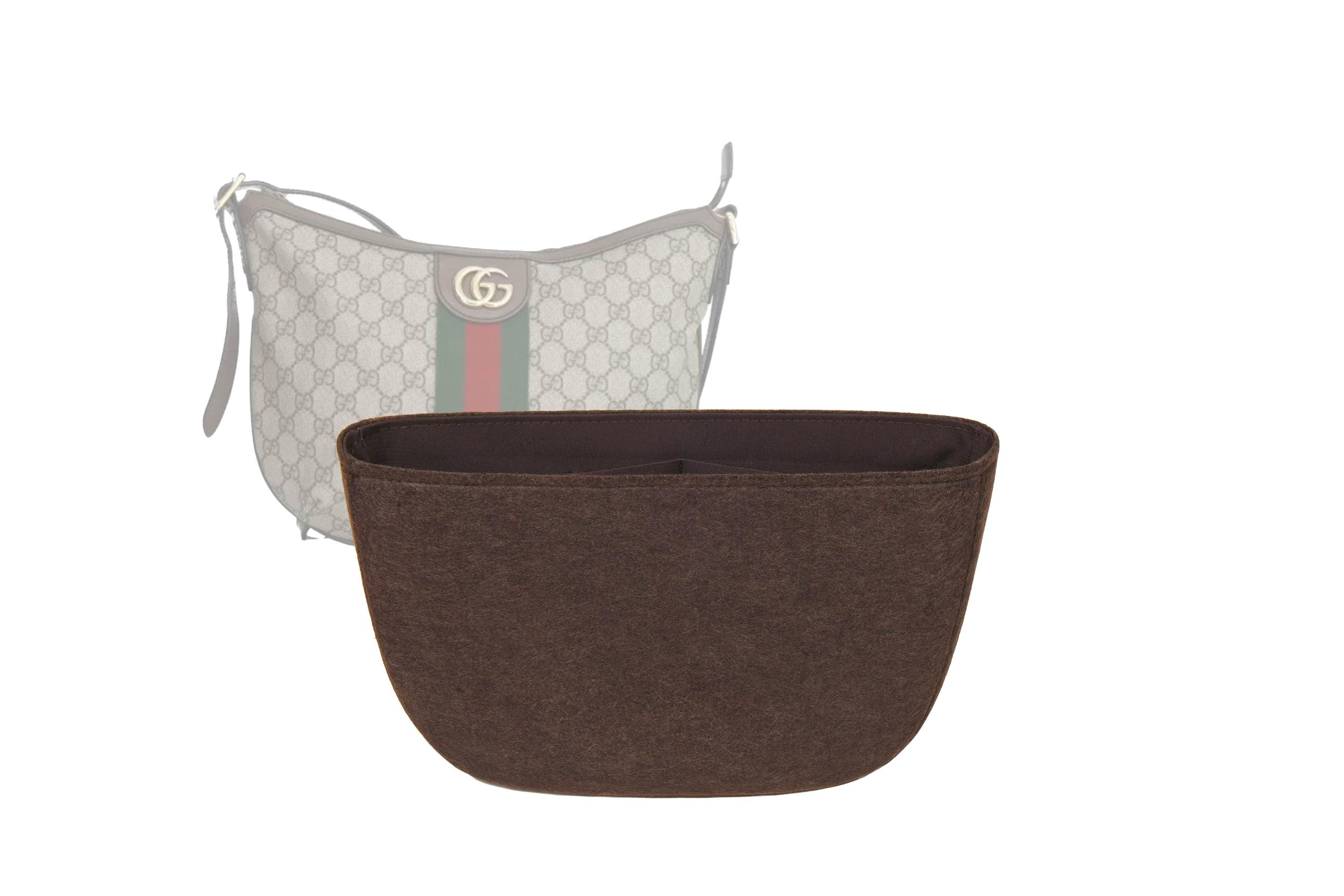 Customizable "Ophidia Large Crossbody Bag" Fabric Lined Felt Bag Insert Organizer And Bag Liner In 18cm/7inches Height, Brown Color