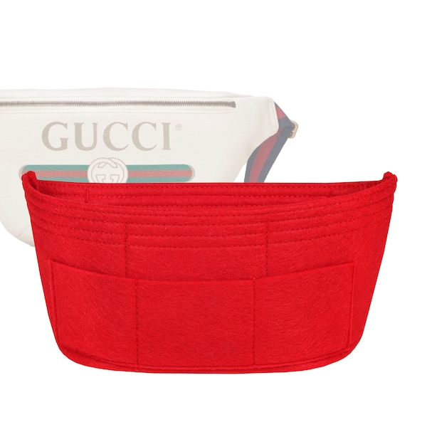 Customizable "Oversized Logo Print Large Belt Bag" Felt Bag Insert Organizer And Bag Liner In 13.5cm/5.5inches Height, Red Color
