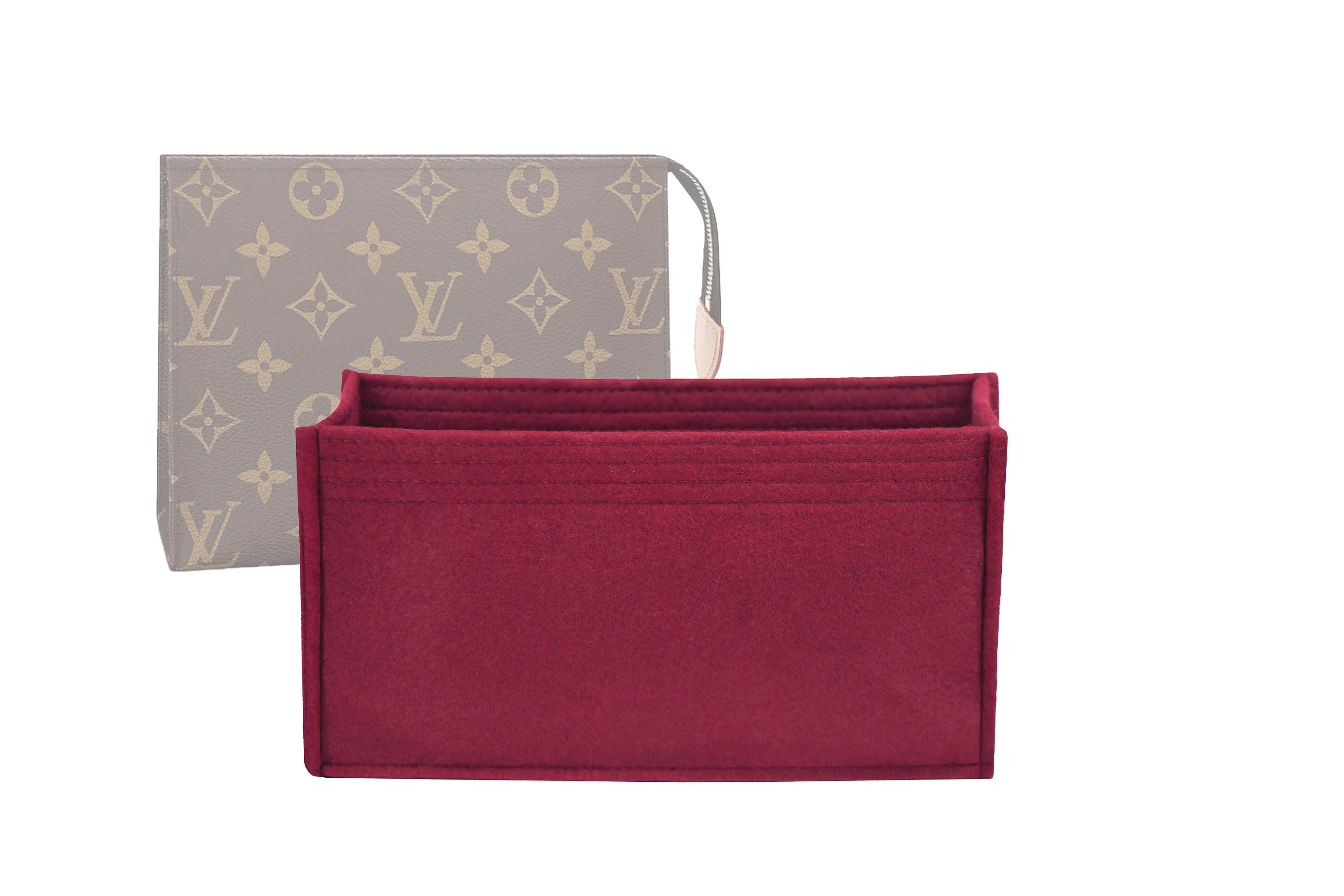 Vecord Felt Purse Insert Organizer LV 26 19 Toiletry Pouch Insert with D  Ring Attach Chain Strap Beige L : .in: Bags, Wallets and Luggage