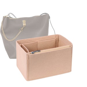 Customizable &quot;Seau Bucket Bag &quot; Felt Bag Insert Organizer And Bag Liner In 14cm/5.5inches Height, Peach Color