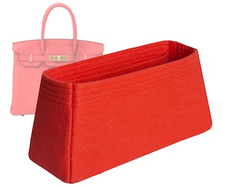 Customizable "Birkin 30 Bag" Felt Bag Insert Organizer And Bag Liner In 15.5cm/6.10inches Height, Red Color