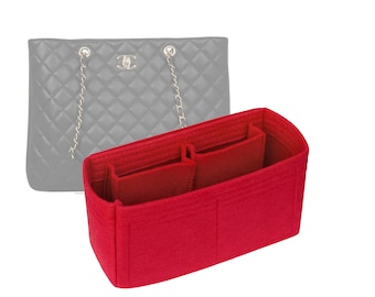 Customizable "Timeless Classic Tote Bag - Bottom Length 13.8''/35 cm" Felt Bag Insert Organizer In 5.9"/15 cm Height, Red