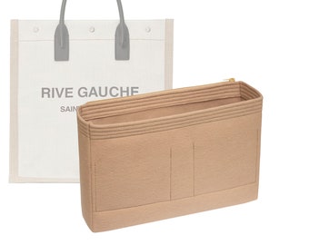Customizable "Rive Gauche Shopper N/S" Felt Bag Insert Organizer And Bag Liner In 19cm/7.4inches Height, Beige Color