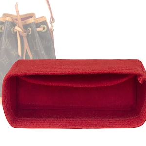 Customizable &quot;Noe Mini-Bottom&quot; Felt Bag Insert Organizer And Bag Liner In 10cm/3.9inches Height, Red Color