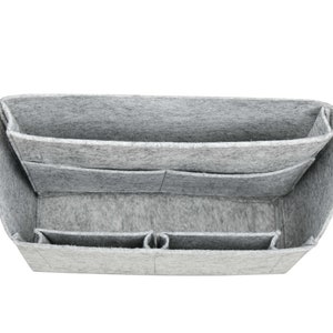 Customizable Christopher PM Bottom Length 12.6''/32 cm Felt Bag Insert Organizer In 11.8/30 cm Height, Bag Liner, Light Gray image 3