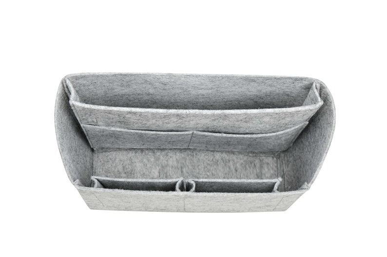 Customizable Christopher PM Bottom Length 12.6''/32 cm Felt Bag Insert Organizer In 11.8/30 cm Height, Bag Liner, Light Gray image 3