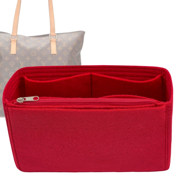 Customizable "Cabas Mezzo Bag" Felt Bag Insert Organizer And Bag Liner In 16cm/6.2inches Height, Red Color