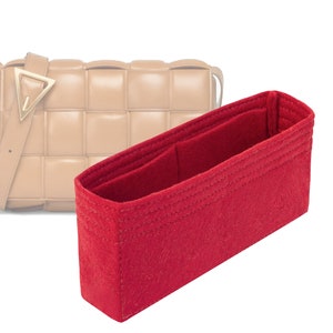 Customizable &quot;Padded Cassette&quot; Felt Bag Insert Organizer And Bag Liner In 12.5cm/4.9inches Height, Bag Liner, Red Color