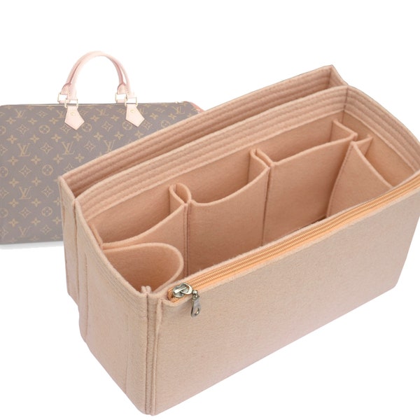 Customizable "Speedy 35 - Bottom Length 13.8"/35 cm" Felt Bag Insert Organizer In 6.3"/16 cm Height, Bag Liner, Peach