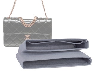 Customizable "Perfect Edge Medium - Bottom Length 10.2''/26 cm" Felt Bag Insert Organizer In 4.9"/12.5 cm Height, Bag Liner, Silver Gray