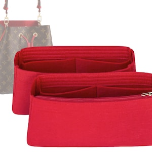 Customizable &quot;NeoNoe MM Bag&quot; Felt Bag Insert Organizer And Bag Liner In 12.5cm/4.9inches Height, Red Color