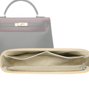 Customizable &quot;Kelly 32 Bag&quot; Fabric Lined Felt Bag Insert Organizer And Bag Liner In 14cm/5.5inches Height, Beige Color