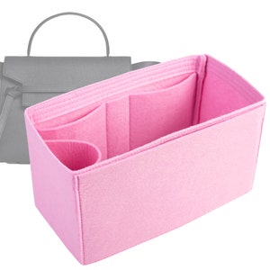 Customizable &quot;Mini Belt Bag&quot; Felt Bag Insert Organizer And Bag Liner In 14cm/5.5inches Height, Pink Rose Color