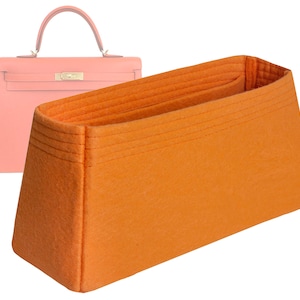 Customizable &quot;Kelly 25 Sellier Bag&quot; Felt Bag Insert Organizer And Bag Liner In 10cm/3.9inches Height, Orange Color