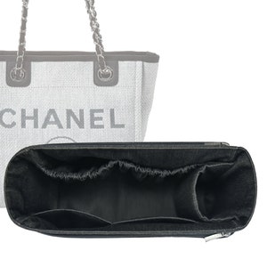 Customizable &quot;Deauville Canvas Tote Medium Bag&quot; Fabric Lined Felt Bag Insert Organizer And Bag Liner In 18cm/7inches Height, Dark Gray Color