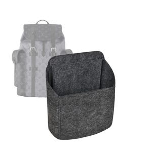 May include: A gray felt organizer for a backpack. The organizer has multiple compartments and pockets to help keep your backpack organized.
