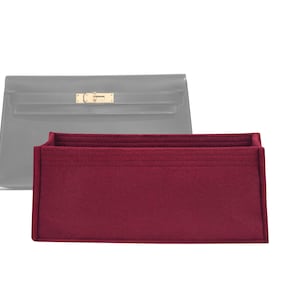 Customizable &quot;Kelly Elan Pochette Box&quot; Felt Bag Insert Organizer And Bag Liner In 9cm/3.5inches Height, Wine Color