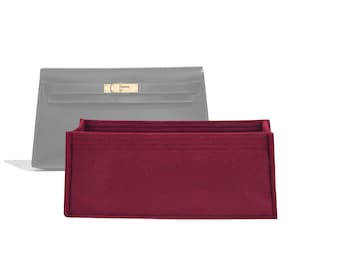 Customizable "Kelly Elan Pochette Box - Bottom Length 10''/27 cm" Felt Bag Insert Organizer In 3.5"/9 cm Height, Bag Liner, Wine