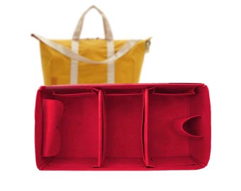 Customizable "Niru 48H Weekender" Felt Bag Insert Organizer and Bag Liner in 23 cm/9 inches Height, Red Color