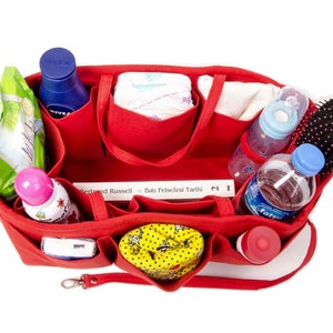 For Diaper Bag Organizer Nappy Bag With Extra Deep Pocket, Purse Organizer Bag Insert, With Key Chain, Nursing Bottle, Bottle Holder image 6
