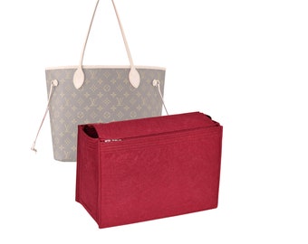 Customizable "Neverfull MM - Bottom Length 12.6''/32 cm" Felt Bag Insert Organizer In 7"/18 cm Height, Bag Liner, Wine