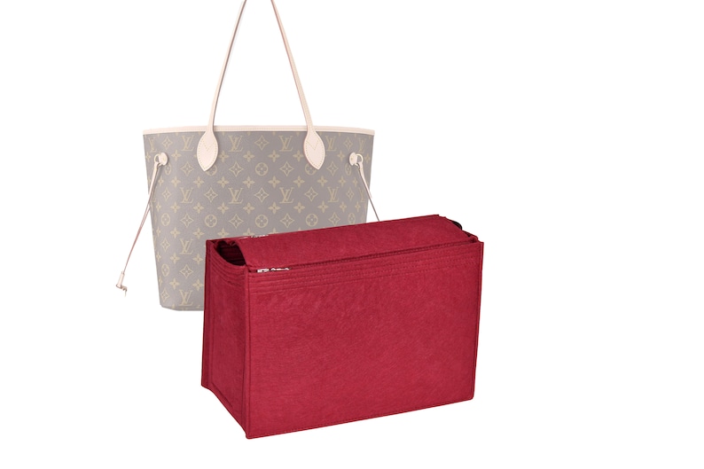 Customizable Neverfull MM Bottom Length 12.6''/32 cm Felt Bag Insert Organizer In 7/18 cm Height, Bag Liner, Wine image 1