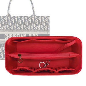 Customizable &quot;&quot;Book Tote Bag Small- Bottom 26.5cm/10.4&quot; Fabric Lined Felt Organizer And Bag Liner In 18Cm/7Inches Height, Red Color