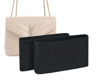 Conjunto personalizable "Loulou Small" que incluye organizador de fieltro para bolso y forro interior, de 12 cm/4,7 pulgadas de altura, color negro.