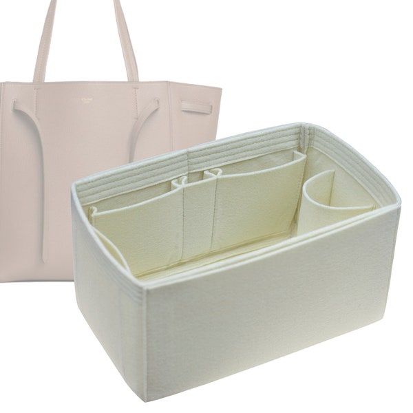 Customizable "Cabas Phantom Small Bag" Felt Bag Insert Organizer And Bag Liner In 15cm/5.9inches Height, Ivory Color