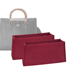 Customizable &quot;Diana Medium Tote Bag&quot; Set Of-2 Felt Bag Insert Organizer And Bag Liner In 18cm/7inches Height, Wine Color