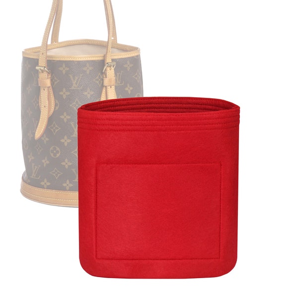 Customizable "Petit Bucket PM Bag" Felt Bag Insert Organizer And Bag Liner In 24.5cm/9.6inches Height, Red Color