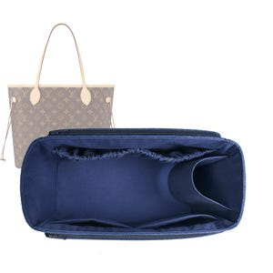 Customizable &quot;Neverfull MM Bag&quot; Fabric Lined Felt Bag Insert Organizer And Bag Liner In 18cm/7inches Height, Navy Color