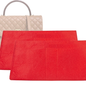 Customizable &quot;Coco Handle Medium Bag&quot; Felt Bag Insert Organizer And Bag Liner In 11cm/4.3inches Height, Red Color