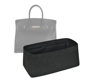 Customizable "Birkin 35 - Bottom Length 13.7''/35 cm" Fabric Lined Felt Bag Insert Organizer In 6.6"/17 cm Height, Bag Liner, Black