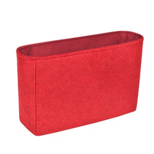 Customizable Lou Camera Bag Bottom Length 9''/23 cm Fabric Lined Felt Bag Insert Organizer In 4.5/11.5 cm Height, Bag Liner, Red image 5