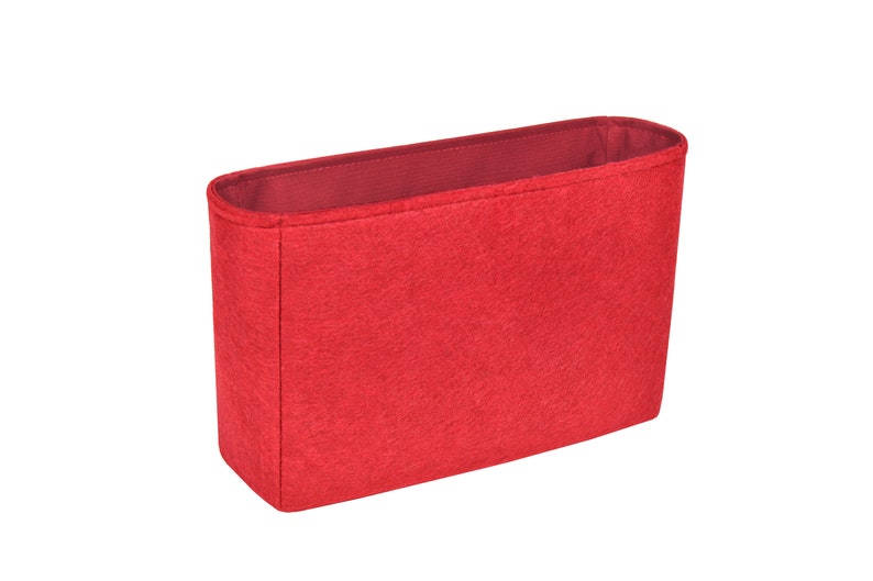 Customizable Lou Camera Bag Bottom Length 9''/23 cm Fabric Lined Felt Bag Insert Organizer In 4.5/11.5 cm Height, Bag Liner, Red image 5