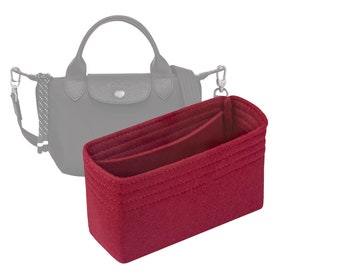 Customizable "Le Pliage Energy XS - Bottom Length 6.6''/17 cm" Felt Bag Insert Organizer In 4.3"/11 cm Height, Bag Liner, Red