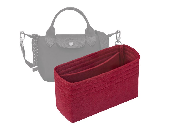 Customizable Le Pliage Energy XS Bag Felt Bag Insert Organizer And Bag Liner In 11cm/4.33inches Height, Red Color image 1