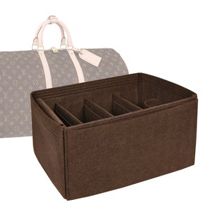 Customizable &quot;Keepall 55&#39;&#39; Felt Bag Insert Organizer And Bag Liner In 19cm/7.4inches Height, Brown Color