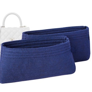 Customizable &quot;Coco Mini Handle Flap Bag&quot; Felt Bag Insert Organizer And Bag Liner In 8cm/3.1inches Height, Navy Color